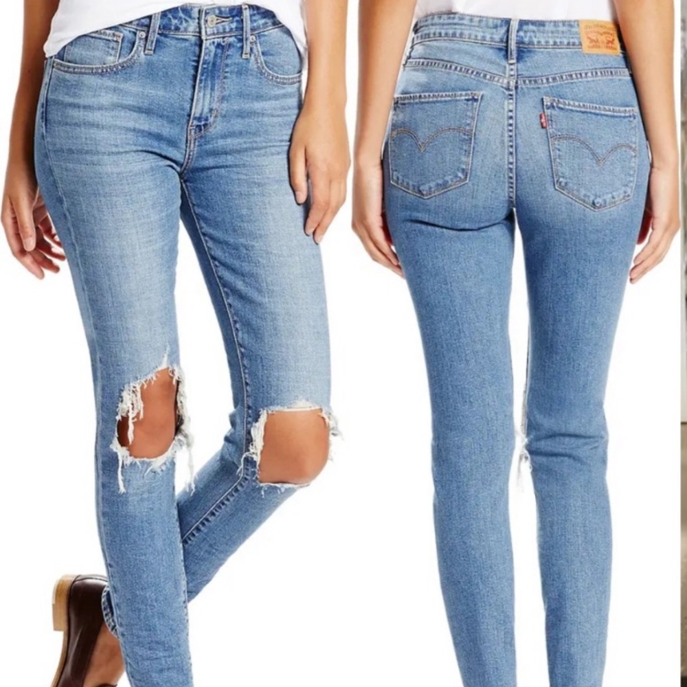 Levi’s 721 high rise distressed jeans